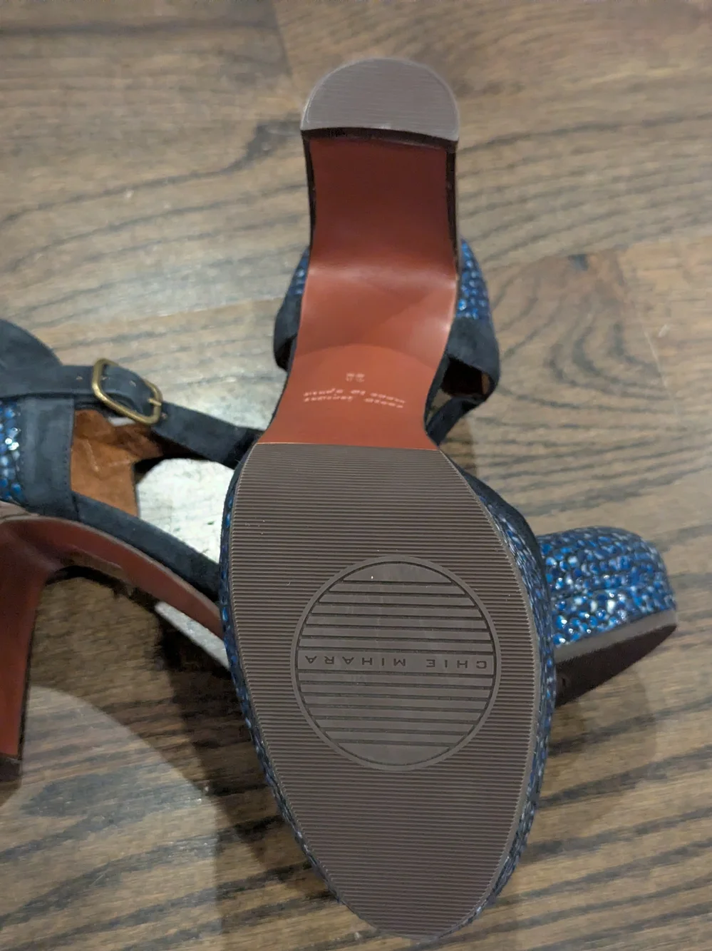 Chie Mihara Navy Blue Snake-Print Mary Jane Heels 🔥Fall Staple For Your Close!
